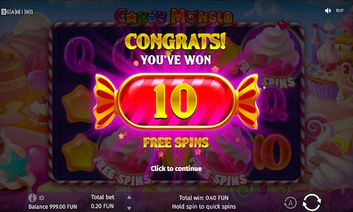 candy monsta slot free spins