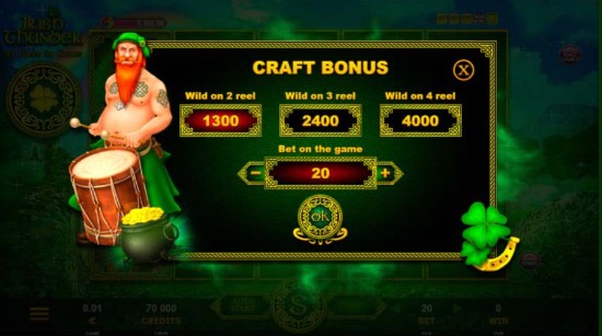 irish thunder slot craft bonus