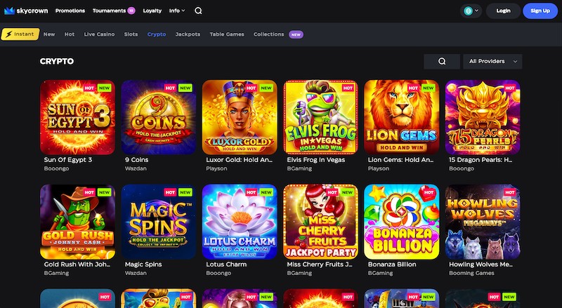 skycrown casino crypto game