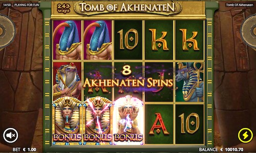 tomb of akhenaten slot free spins