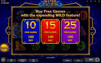 water tiger slot bonus pop feature