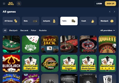 bigwins casino table games