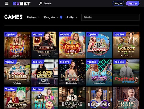 0xbet casino live games