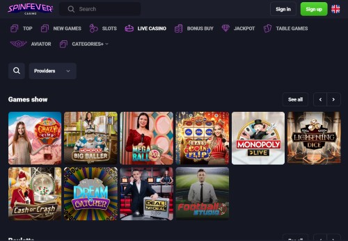 spinfever casino live games