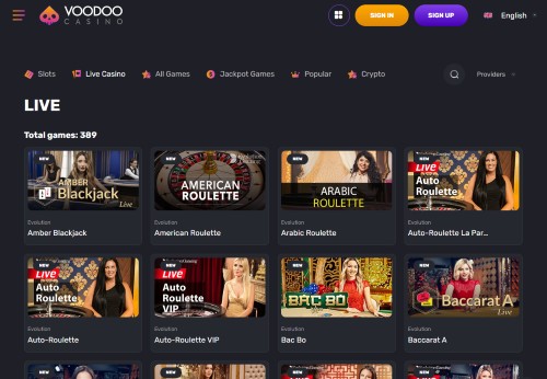 voodoo casino live games